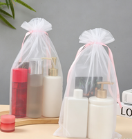 Sac cadeau rose en maille respirante avec cordon de serrage pour bonbons, aromathérapie et souvenirs de mariage