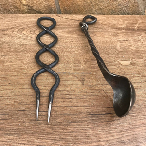 Cuchillo vikingo medieval hecho a mano para exteriores, cuchara, tenedor, regalo, ropa plana con bolsa de cuero, juego de cubiertos de alta calidad - Product Image 2