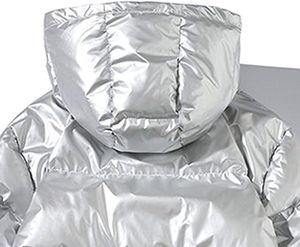 Men's Winter Shiny <b>Silver</b> Puffer <b>Jacket</b> Hooded Coat Waterproof Warm Outerwear Wholesale Fashion Coat - Product Image 4