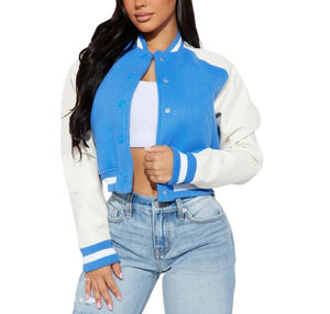 แจ็คเก็ตวาร์ซิตี้คุณภาพสูงปี 2025 สำหรับผู้หญิง ปักลายตามสั่ง แขนหนัง แฟชั่นลำลอง แจ็คเก็ตเบสบอลแบบมีตัวอักษร - Product Image 1