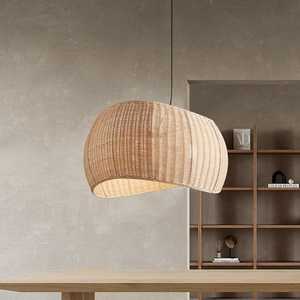 Lampe à suspension élégante en bambou légère inspirée de la nature pour intérieurs modernes avec des tons naturels faits à la main - Product Image 1