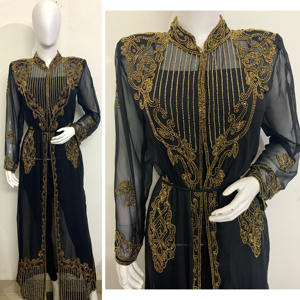 Poncho luxueux Abaya pardessus pour femmes matériel lourd veste habillée avec broderie à la main soirée Cocktail tenue - Product Image 3