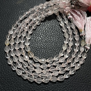Cuentas de lágrima facetadas de cuarzo rosa Piedra preciosa Rosa natural Briolette Piedra en forma de gota para la fabricación de joyas - Product Image 2