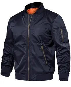 Toptan siyah mavi Polyester naylon Fighter Pilot uçuş ceket