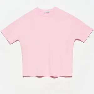 七分宽松合身女式100% 棉落肩街装奢华品质定制标志平纹t恤粉色夏季时尚t恤