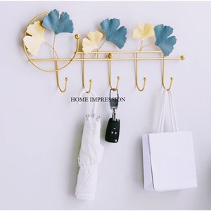 New Design Multifunctional Aluminum Wire Flower Pattern Modern Heavy-Duty Gold Color <b>Wall</b> Hanging Hook <b>Hanger</b> - Product Image 1