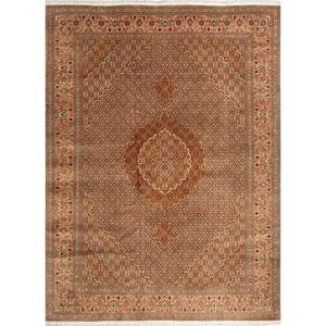 Tapis en laine noué à la main Aalam, motif médaillon rouge-orange, kilim abstrait fait main pour la maison, 9x12 rectangulaire, idéal pour adolescents, entrée et couloir - Product Image 1