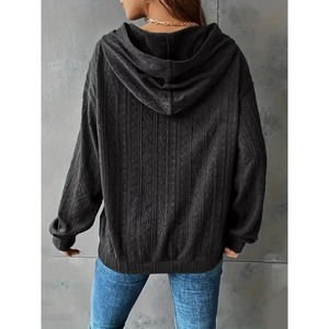 เสื้อมีฮู้ดสีขาวอินเทรนด์ของผู้หญิง100% ผ้าฝ้ายทอสวมใส่สบายและแสดงแฟชั่นอ่อนเยาว์ - Product Image 2