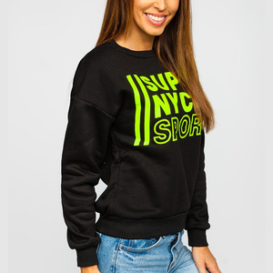 Venta al por mayor de sudaderas de mujer personalizadas Jersey de algodón de gran tamaño con capucha casual de manga larga liso cuello redondo moda cálida ropa de diario - Product Image 5