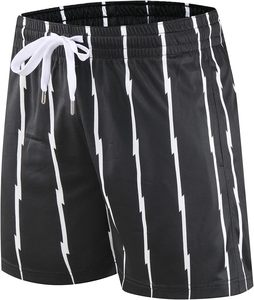 Pantalones cortos informales de verano para correr para hombre, pantalones deportivos de gimnasio con cordón de patrón de onda de Color sólido, transpirables y de talla grande, secado rápido - Product Image 4