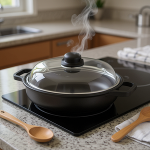 Sartén antiadherente de aluminio para inducción Risoli de 24 cm con tapa, color negro 099IN 24TP - Product Image 3