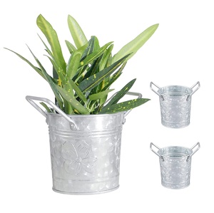 galvanized Planters Plant <b>Large</b> Plant <b>Pot</b> with handle Outdoor <b>Large</b> Different Shapes Wholesale Galvanized Metal Planter - Product Image 4