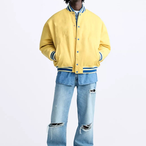 Custom Embroidery Patches Varsity <b>Jacket</b> for <b>Men</b> Wool Sleeves Premium Quality High Street Style for Winter - Product Image 3