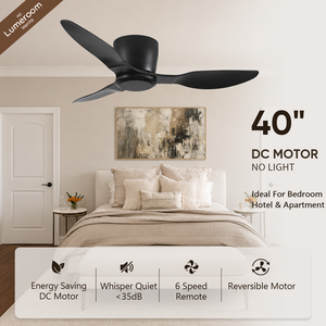 40 Inch Flush Mount <b>Ceiling</b> <b>Fan</b> No Light,<b>Remote</b> <b>Control</b> Low Profile <b>Ceiling</b> <b>Fan</b> for Garage Hotel Patio - Product Image 1