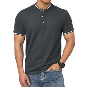 T-shirt décontracté respirant à séchage rapide avec col et poignets contrastés de qualité supérieure pour hommes - Product Image 6