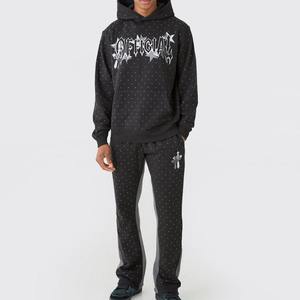 Survêtement d'hiver pour homme à capuche uni avec strass, 100 % coton, grande taille, conception 2-en-1 personnalisable OEM, faible MOQ, fabricant pakistanais - Product Image 1