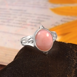 925 Sterling Silver Oval Bezel Set <b>Ring</b> in Pink Opal Dyed Boho Birthday Anniversary Gift - Product Image 2