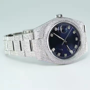 Reloj de Pulsera Azul Personalizado para Hombre, con Diamantes de Moissanita con Claridad VVS, Cuarzo Miyota Analógico, Cristal de Acero Inoxidable, Estilo Moderno y Ejecutivo - Product Image 3