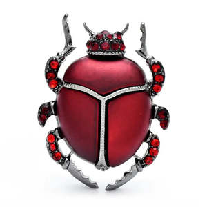 Élégante broche scarabée bleue en cristal et strass, alliage de zinc avec technologie de placage, motif floral, bijou cadeau - Product Image 5