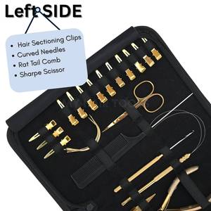 Kit d'outils personnalisés pour extensions capillaires avec outil pour extensions à bandes adhésives, ciseaux, pinces bec de canard, pince à sertir à trois trous, crochet et anneau - Product Image 4