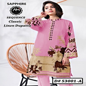 Master Copy Branded Pakistani Linen 3 piezas Salwar Kameez Impresión digital Cuello Bordado Elegante India-Pakistán Vestido - Product Image 5