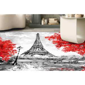 Eiffel Tower <b>Rug</b>: Non-Slip Cityscape Carpet,<b>Chenille</b> <b>Rug</b> - Product Image 2