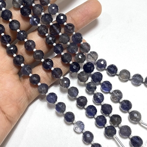Venta al por mayor 7-7,5 MM azul natural iolita facetada forma redonda cuentas de piedras preciosas cuentas de piedra para la fabricación de joyas - Product Image 2