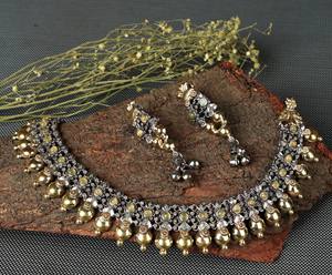 Conjunto de Collar y Pendientes de Cobre Oxidado Estilo Bohemio de Dos Tonos, Joyería Ghungroo para Mujer, Regalo de Boda o Compromiso - Product Image 3