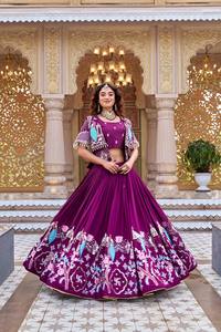 Wholesale Designer Lehenga Choli Set with Koti <b>Jacket</b> Heavy Embroidery Peacock Printed Chaniya Choli for Navratri & <b>Wedding</b> Wear - Product Image 3