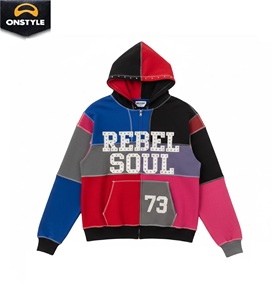 Sweat à capuche d'hiver avec empiècements contrastés |   Logo de patch personnalisé en couleur |   Pull en polaire |   Couture durable, écologique, séchage rapide | - Product Image 2