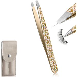 Pince à épiler de manucure et de soin des sourcils de haute qualité, à pointe inclinée de 3,8 pouces, avec revêtement en papier doré, vente en gros 2026 - Product Image 1