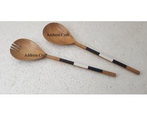 Juego de Cubiertos de Madera/Resina Artesanal para Ensalada, Cuchara, Tenedor, Servidor de 11 Pulgadas, Ecológico, con Logotipo Personalizado - Product Image 1