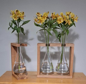 Vase moderne de luxe en bois pour anniversaire de mariage, fait à la main, grain de bois naturel, écologique, personnalisable, diamètre, décoration de table, décoration de la maison - Product Image 1