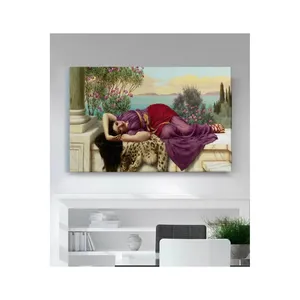 Fida Godward, femme reposeuse sur une terrasse en marbre, impression sur toile - Product Image 6