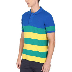 Camiseta suave de algodón 100% para hombre de tendencia superior manga corta transpirable de secado rápido para Polo con patrón de rayas - Product Image 4