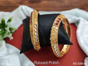Ensembles de bijoux Rajwadi Polish Designer Pary wear kemp design Belles accessoires de vêtements traditionnels femmes Kemp Bangle Lot de 2 - Product Image 5