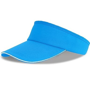 Visière unisexe bleue en polyester de qualité supérieure avec bord incurvé, ajustement réglable pour une utilisation estivale en extérieur, style uni, adulte - Product Image 1