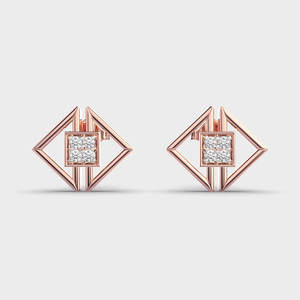 Pendientes de Diamantes Geométricos Cuadrados Cultivados en Laboratorio, Oro Rosa/Amarillo/Blanco de 18K, Diseño Moderno - Product Image 1