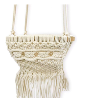 Chaise suspendue pour bébé faite à la main et écologique avec cadre en bois et macramé en coton, design moderne pour chambre et extérieur