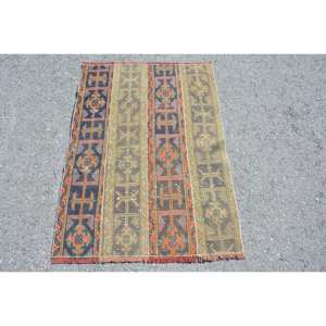 <b>Vintage</b> 29x38ft Brown Turkish Kilim Wool Rug Abstract Pattern Jute with Latex Backing for Entryway <b>Bed</b> Room or Living Room - Product Image 1