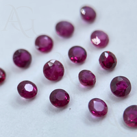 Rubis naturel en gros, forme ronde facettée, pierre précieuse non montée traitée thermiquement pour la fabrication de bijoux, petite taille