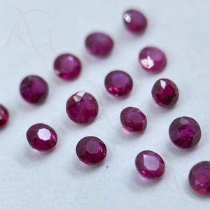 天然ルビーファセットラウンドシェイプカット熱処理ルースジェムストーンジュエリー作り貴重な小型サイズ - Product Image 4