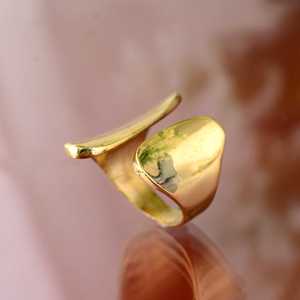 Bague géométrique de luxe en acier inoxydable plaqué or 18 carats mignon conception ouverte irrégulière incrustation d'or blanc fines fêtes de filles religieuses - Product Image 5