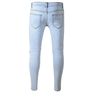 Pantalones vaqueros para hombre al por mayor pantalones vaqueros ajustados con logotipo personalizado disponible diseño clásico de bolsillo adecuado para ropa informal - Product Image 2