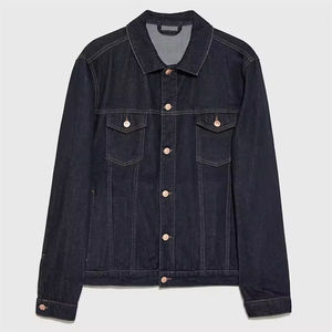 เสื้อแจ็กเก็ตยีนส์สำหรับผู้ชายเสื้อแจ็คเก็ตยีนส์ย้อมสีล้วนแบบหลวมระบายอากาศได้ดี - Product Image 3