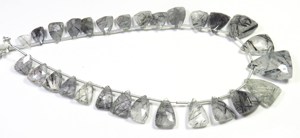 Cuentas de Piedras Preciosas de Cuarzo Rutilado Turmalinado Natural, 9-20 mm, Facetadas, Forma de Escudo, Piedras Preciosas Sueltas, para Collar de 9 Hilos - Product Image 4