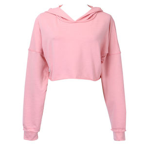 Sudadera con capucha de algodón en blanco de fabricante al por mayor de ropa personalizada para mujer, tops cortos de manga larga para gimnasio, Sudadera con capucha OEM con servicio - Product Image 1