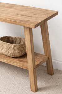 Mesa Consola de Madera de Teca Reciclada Ecológica con Patrón de Grano Natural, Diseño Minimalista y Apariencia Moderna para Sala de Estar - Product Image 4