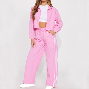 Plus Size Custom OEM High Quality Women's Waterproof Windbreaker Solid Eco-Friendly Tracksuit Zip-Up Jogger Set for Outdoor - Product Image 6