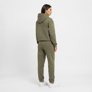 <b>Womens</b> Olive Green Hoodie Tracksuit Set <b>Fleece</b> Pullover <b>Jogger</b> Pants Casual Matching Activewear Loungewear Outfit Modern - Product Image 2